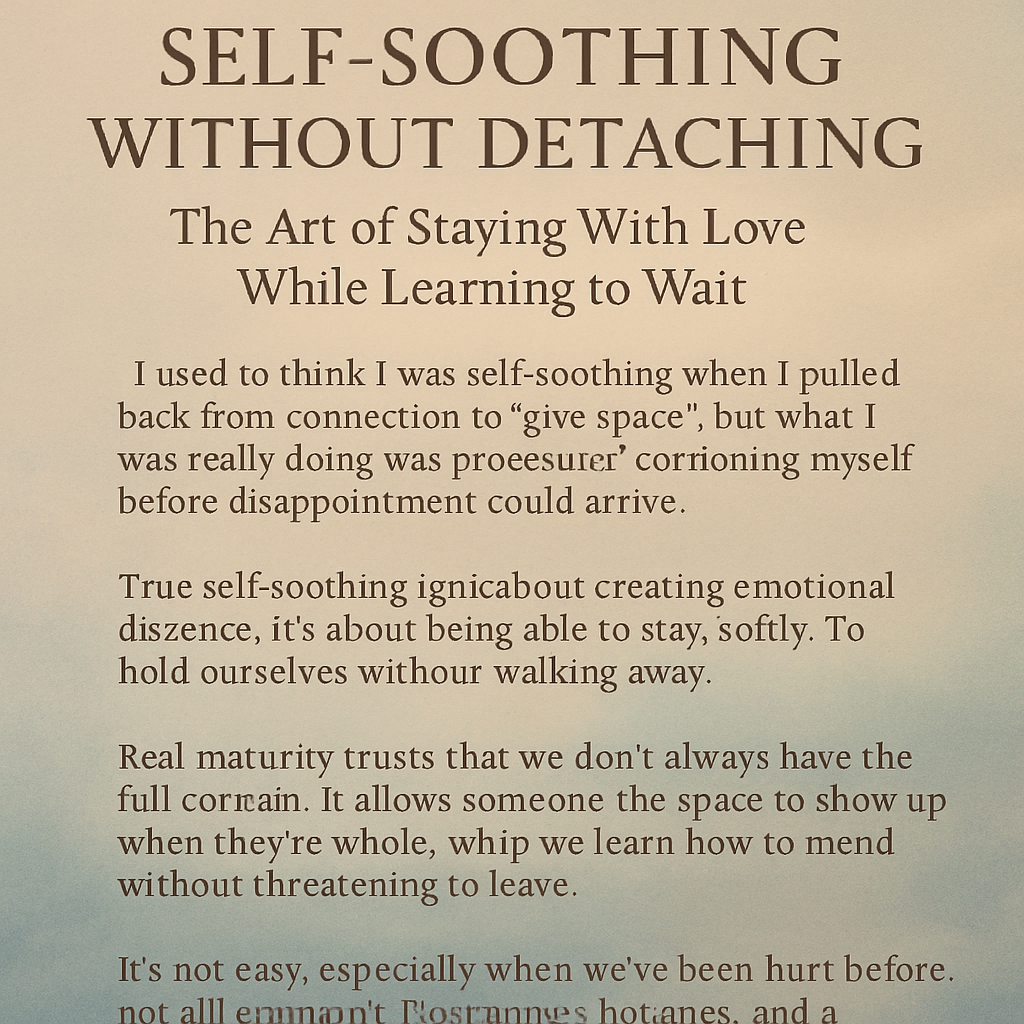Self-Soothing Without Detaching: Emotional Maturity and Emotional Manipulation